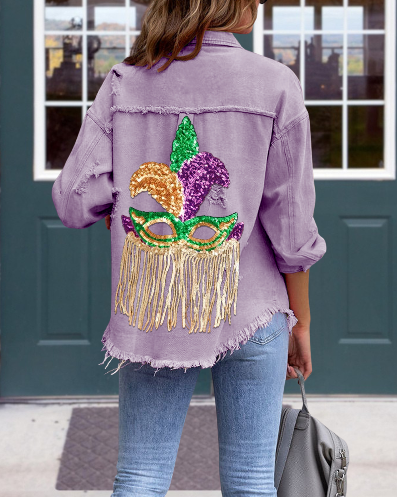 Carnival Iris Sequined Frayed Jacket