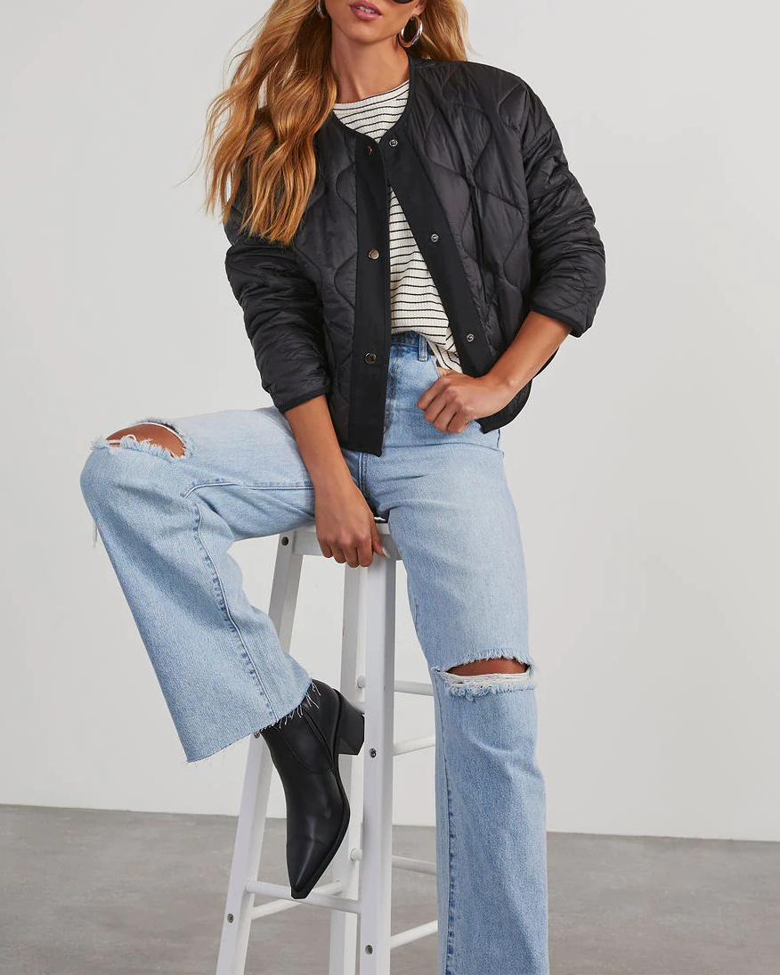 Wave Quilted Cropped Jacket
