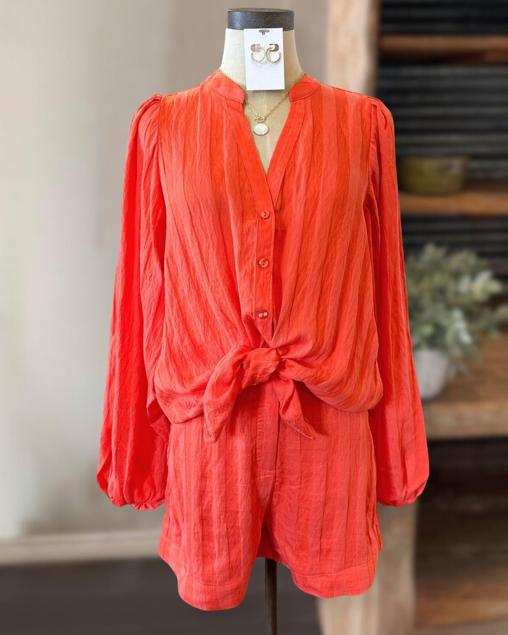 Slub Cotton Shirt Set
