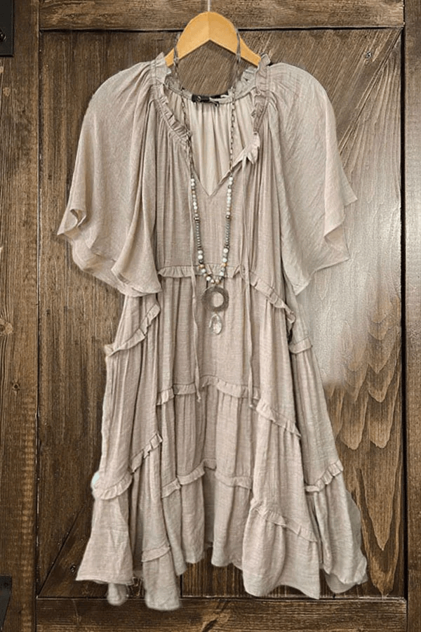 Elegant Plain V-Neck Casual Dress