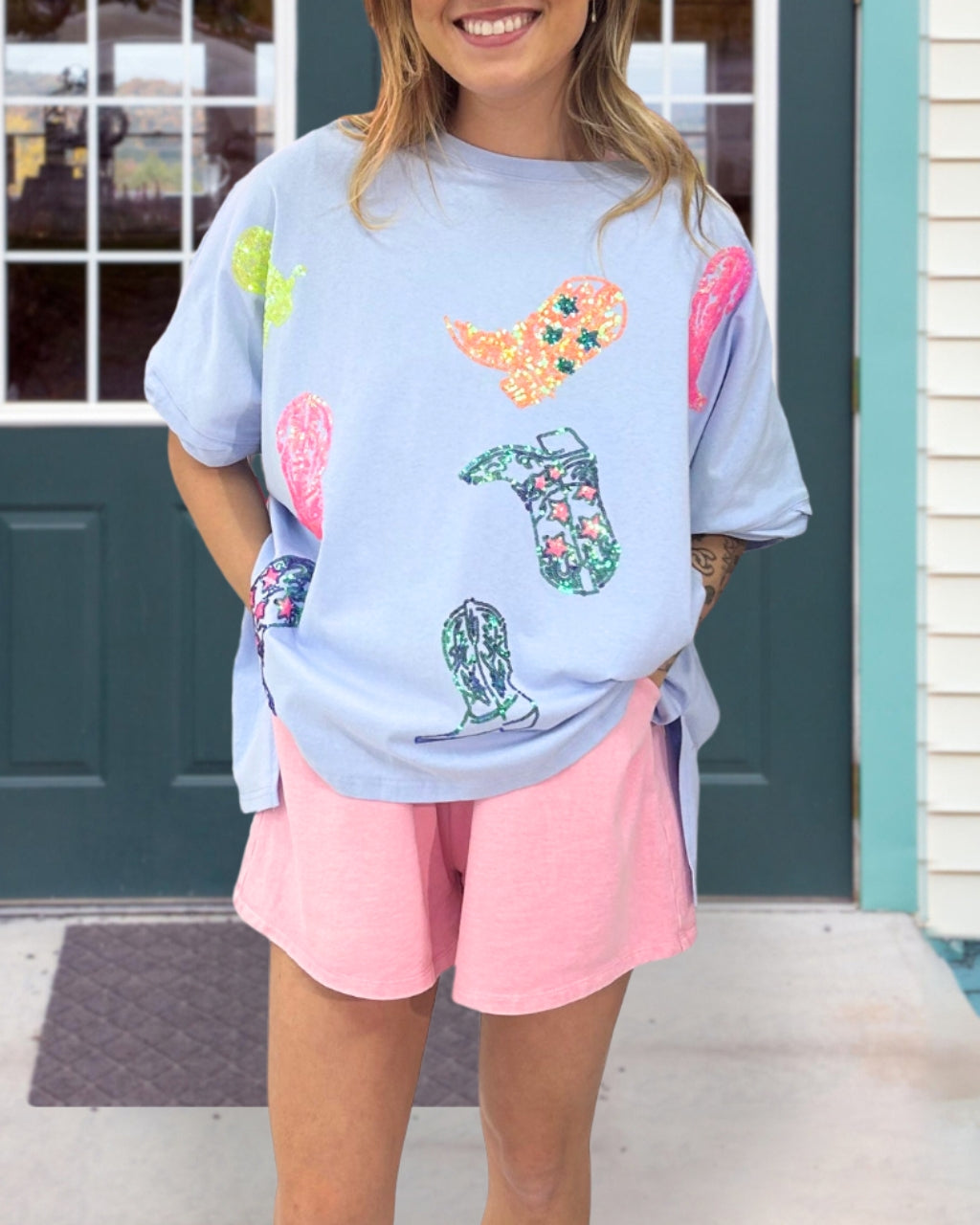 Shiny Boots Sequin T-shirt