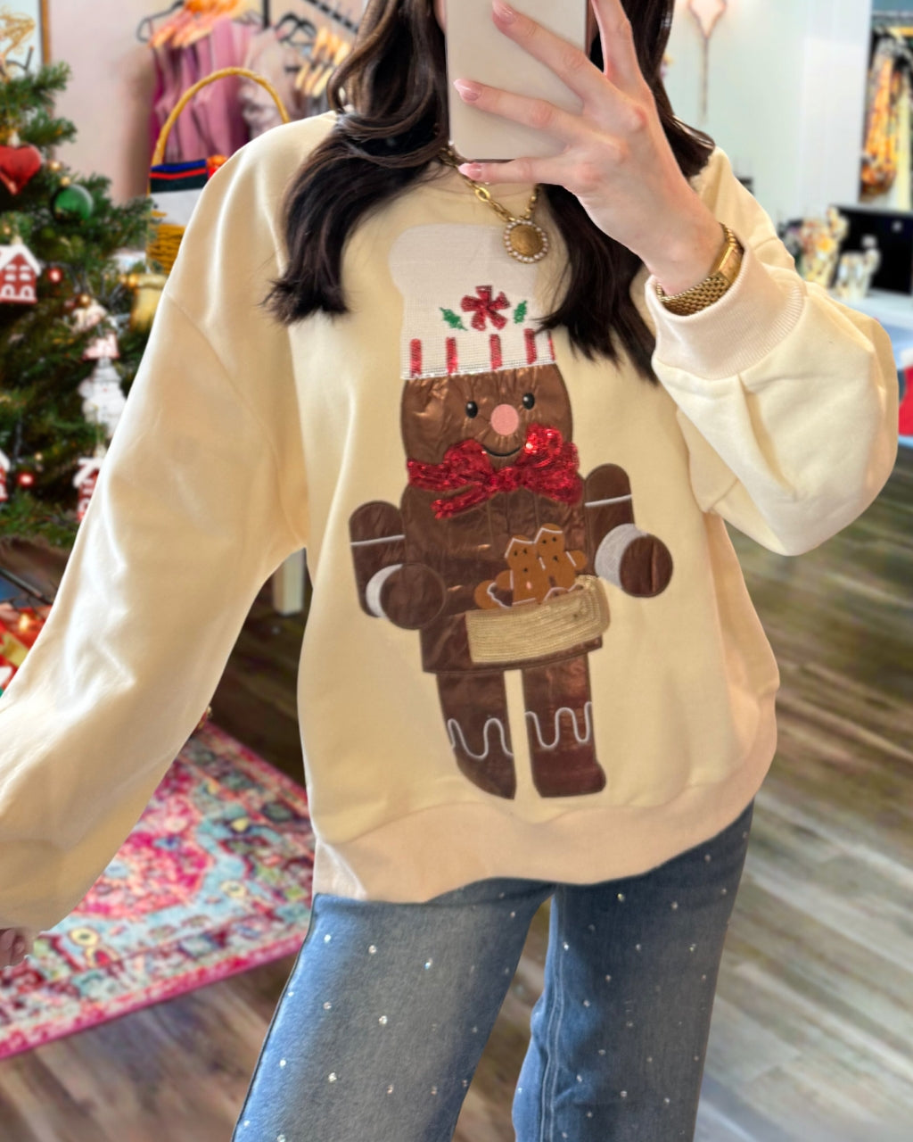 Chef Gingerbread Man Embroidered Sweatshirt