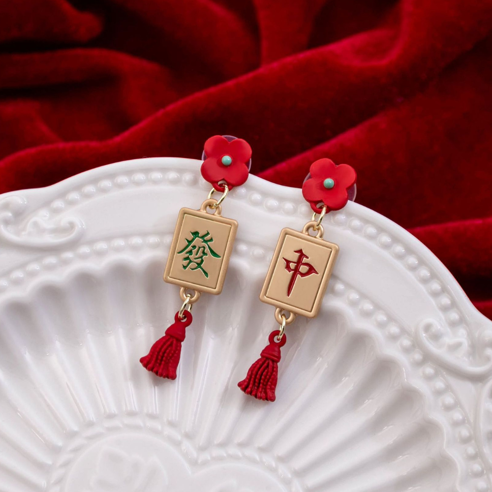 Chic Floral Mahjong Earrings