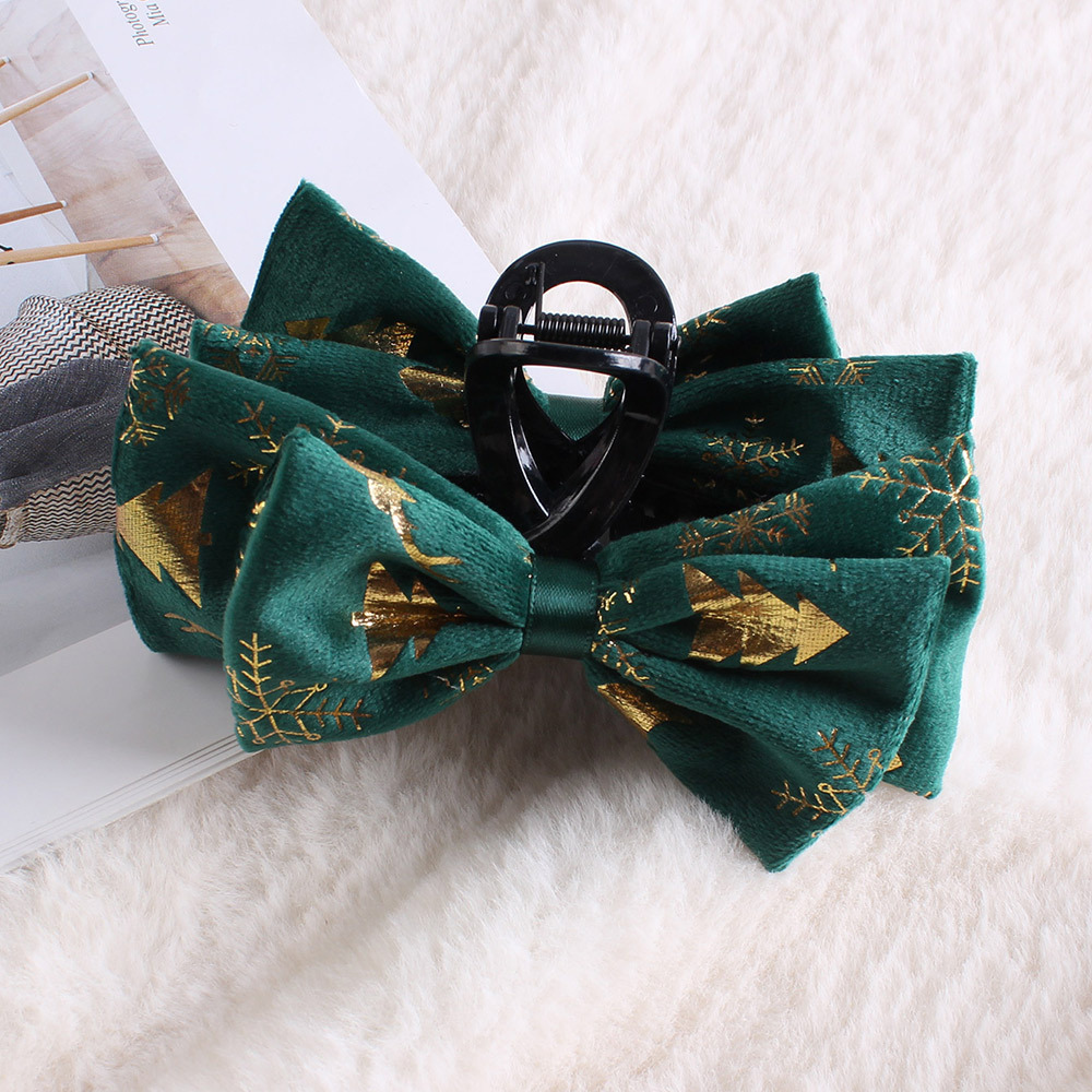 Christmas Bow Velvet Shark Hairpin