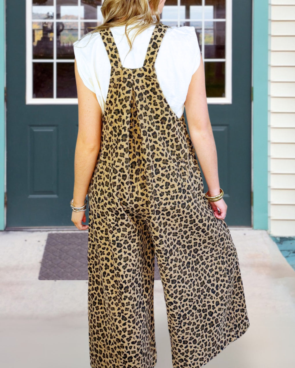 Leopard Print Vintage Washed Overalls