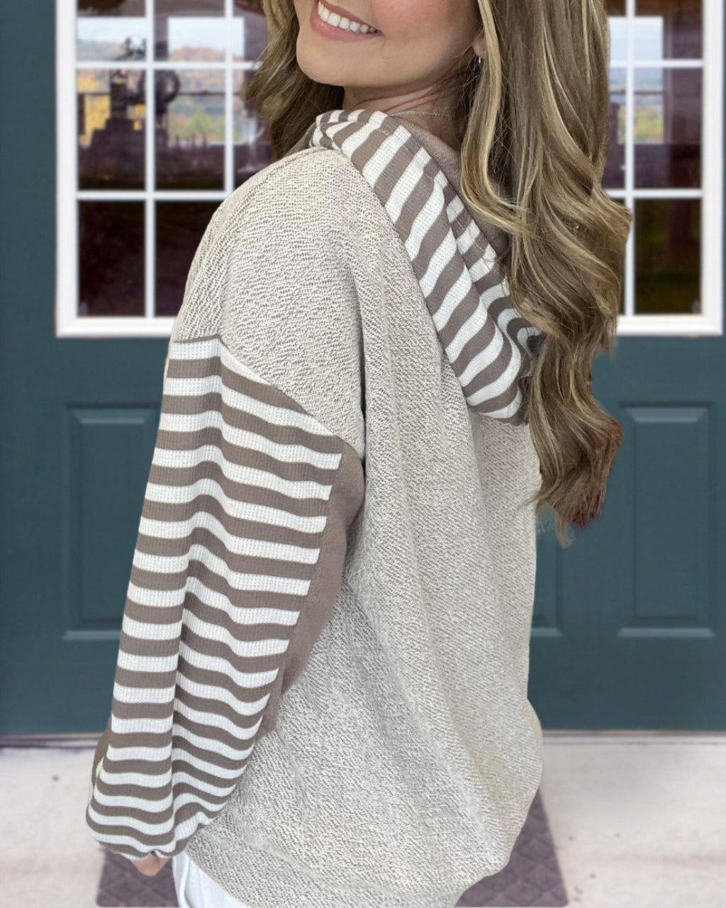 Colorblock Stripe Terry Hoodie