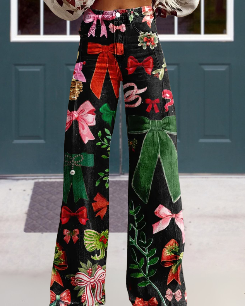 Christmas Bow Wide-leg Pants