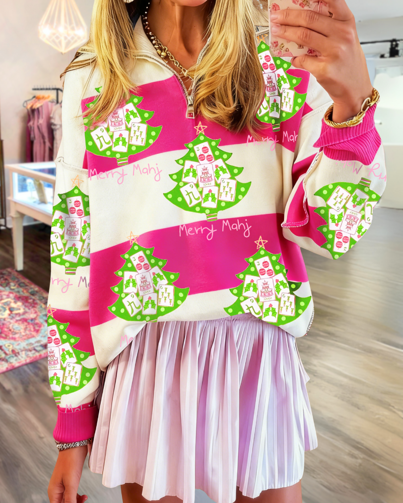 Merry Mahj Half-Zip Pullover