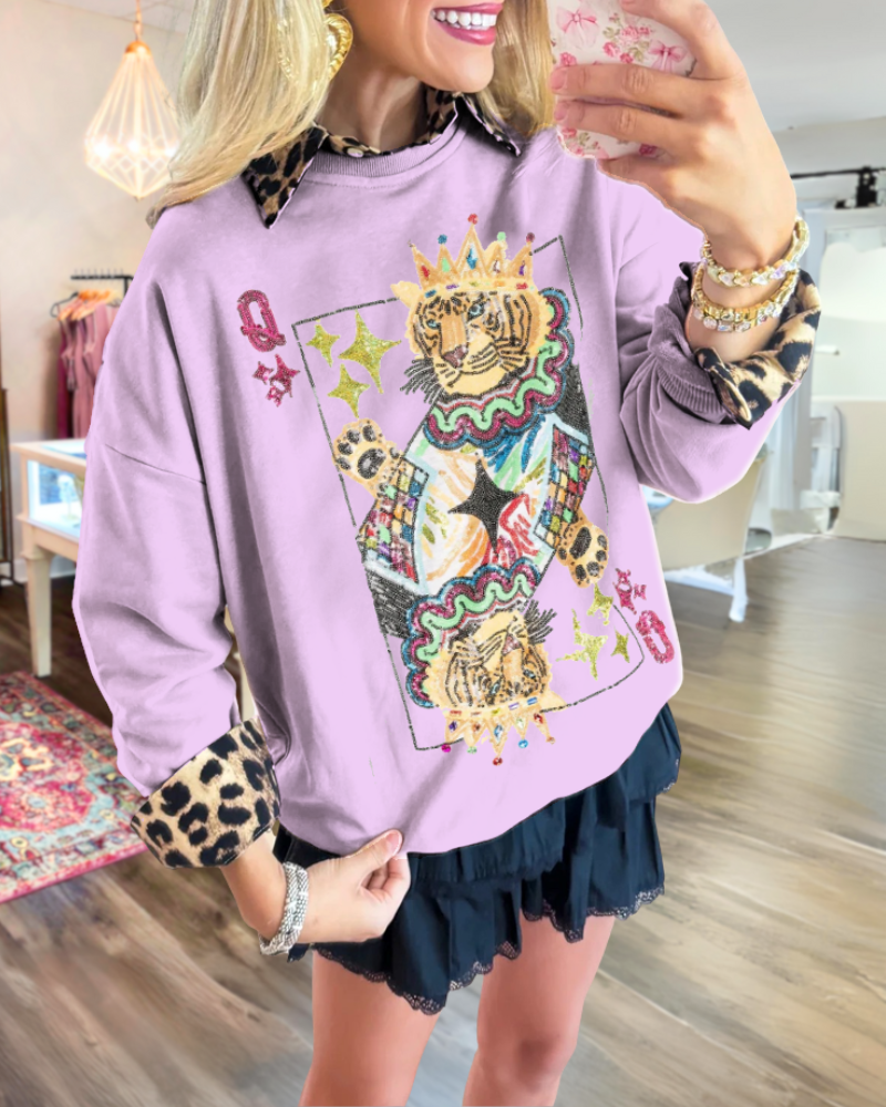 Sequin Tiger Poker Top