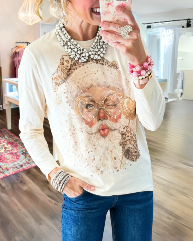 Fun Leopard Santa Claus Top
