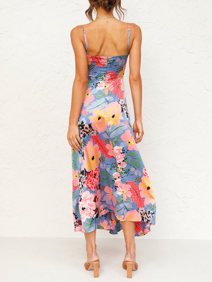Painted Strap Wrap Party Slik Dress