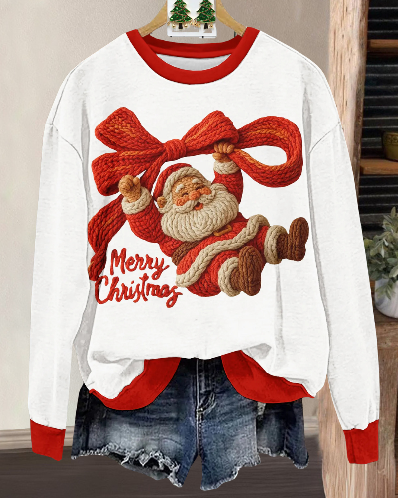 Santa Claus Bow Print Sweatshirt