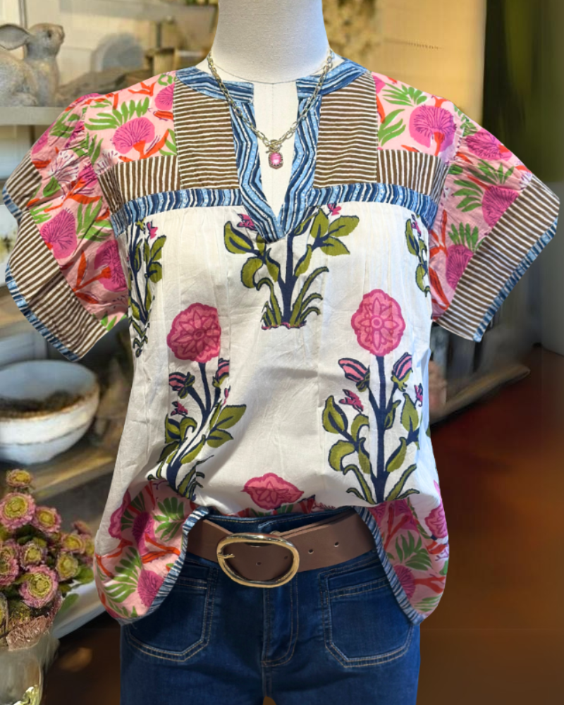 Chic Striped Floral Top