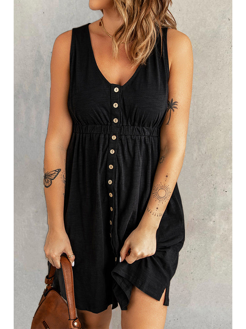 Sleeveless Multi Button Dress