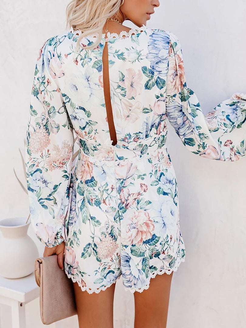 floral wavy lace romper