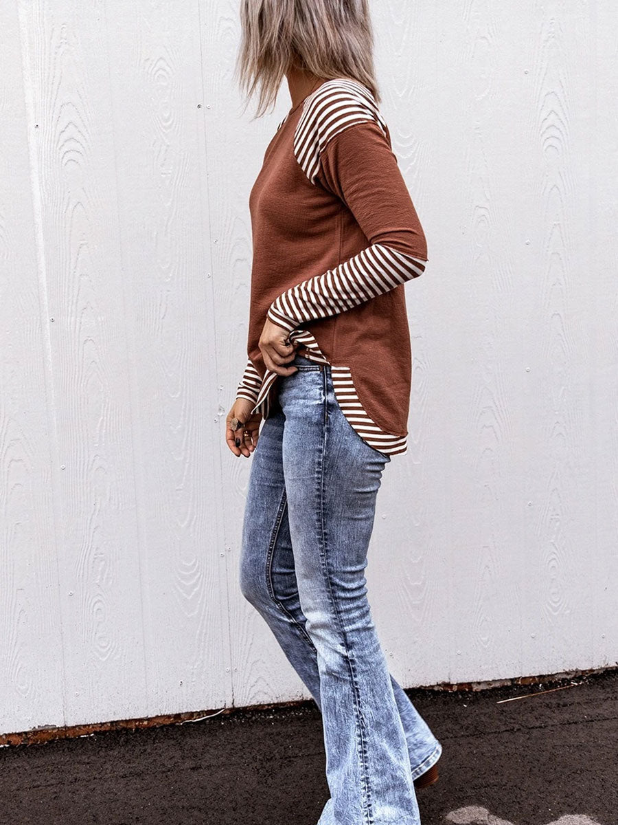 Striped long-sleeved sweater