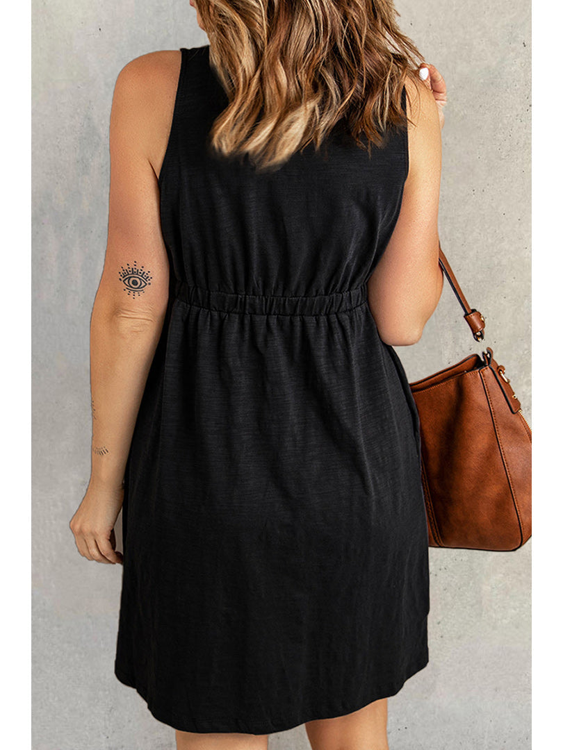 Sleeveless Multi Button Dress