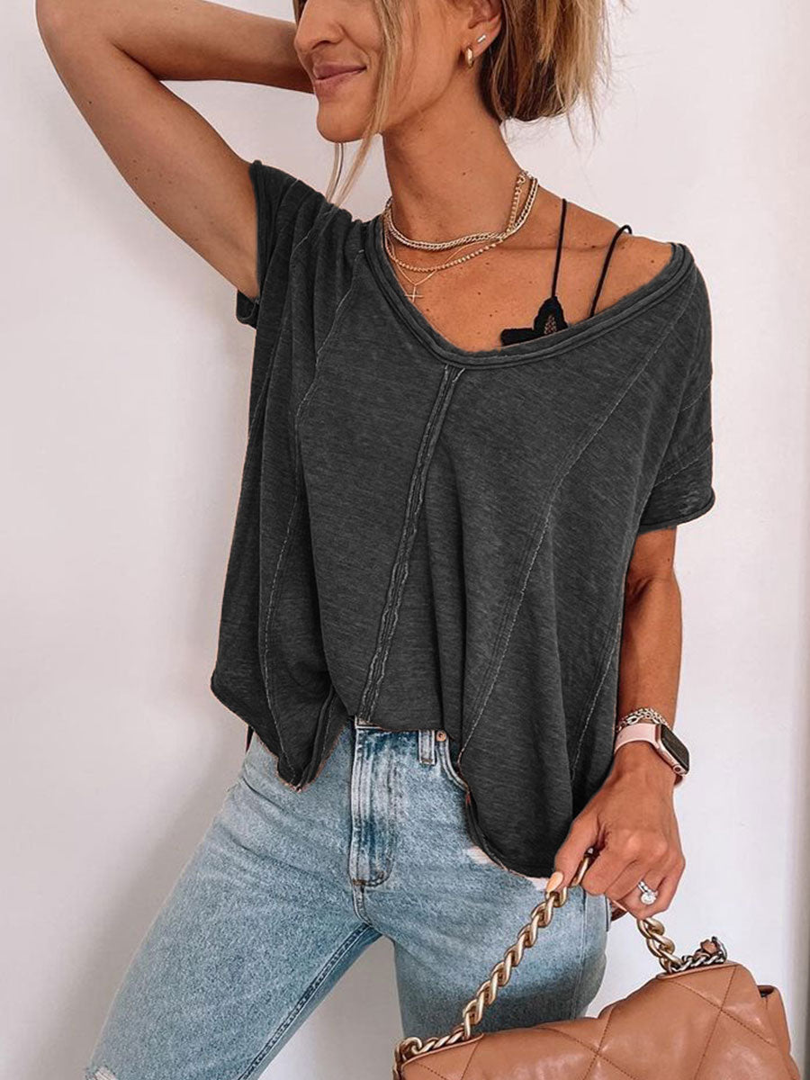 Distressed Basic Cotton T-shirt