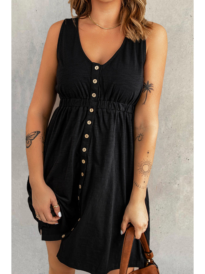 Sleeveless Multi Button Dress