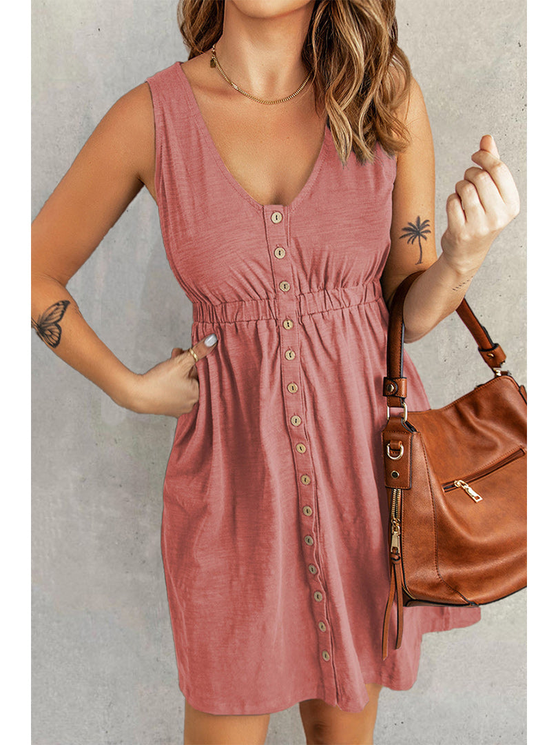 Sleeveless Multi Button Dress