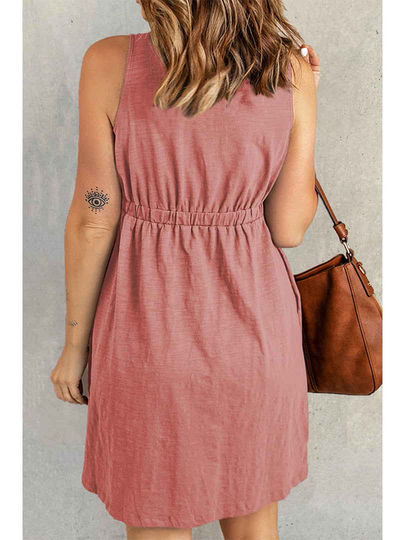 Sleeveless Multi Button Dress