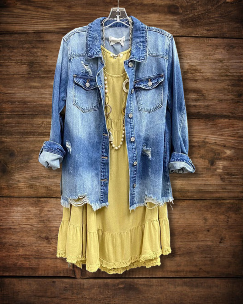 Classic Ripped Frayed Denim Jacket