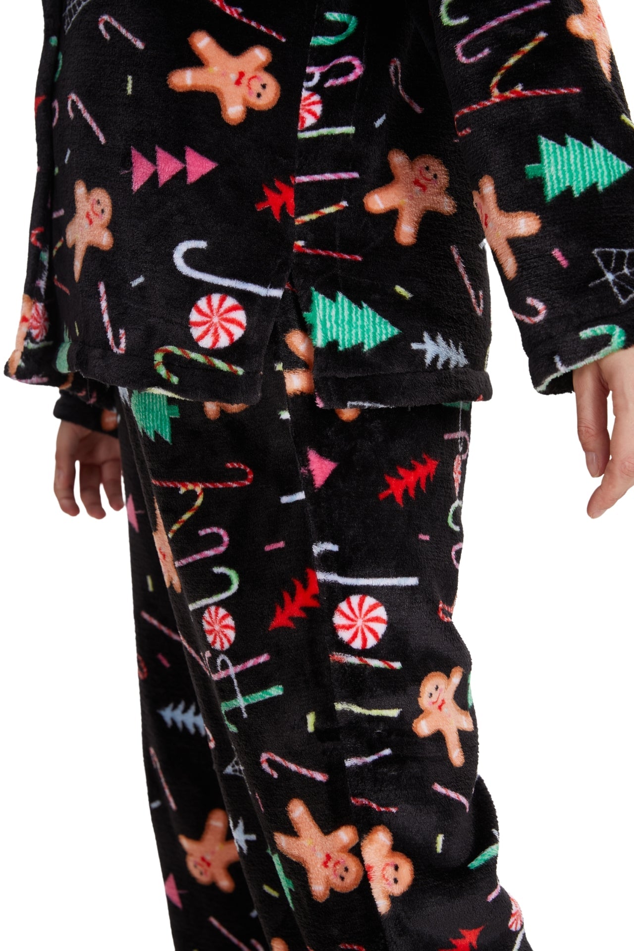 Plush Loungewear Pajama Set Gingerbread Pattern