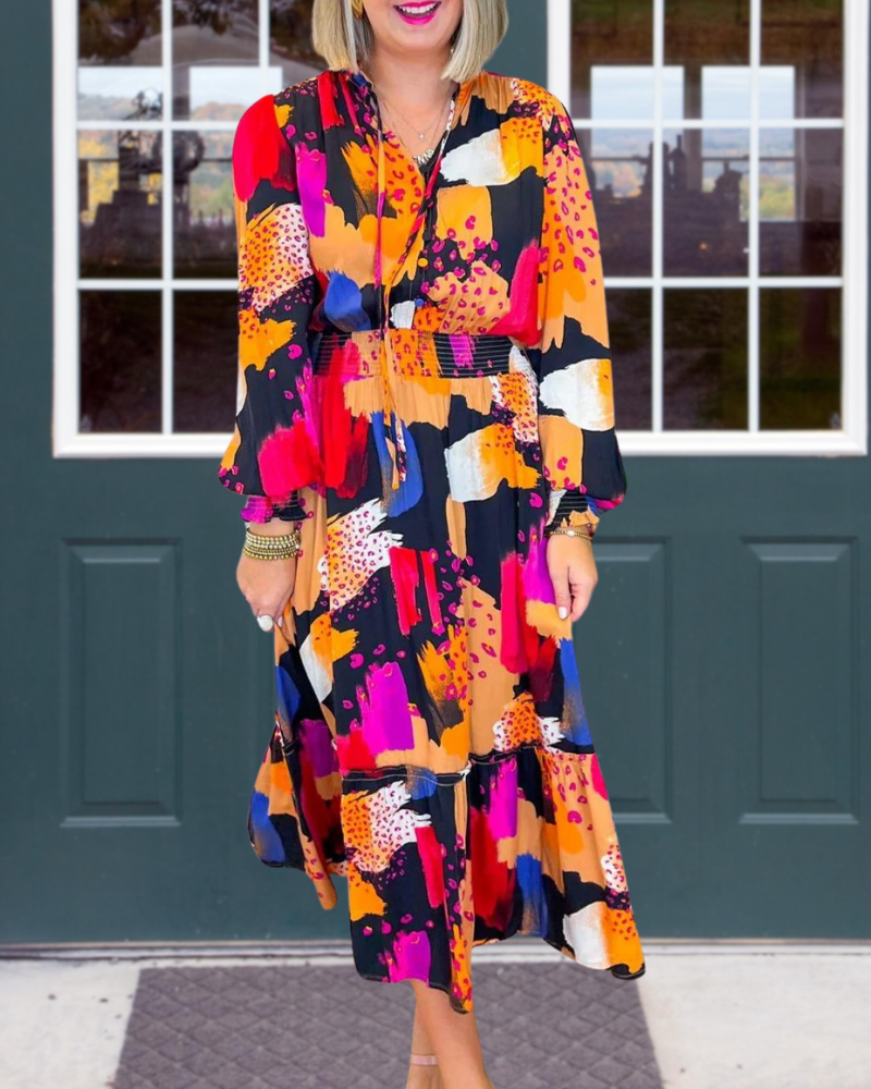 Abstract Printed Maxi Dress