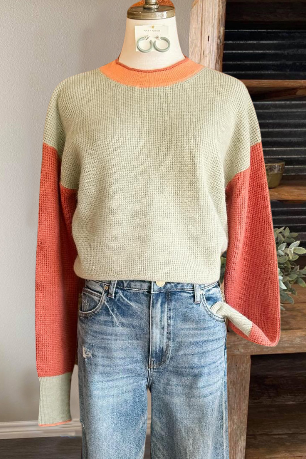 Crew Neck Contrast Sweater