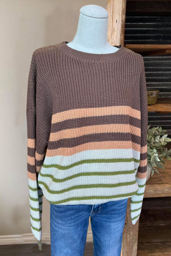 Colorblock Striped Knit Sweater