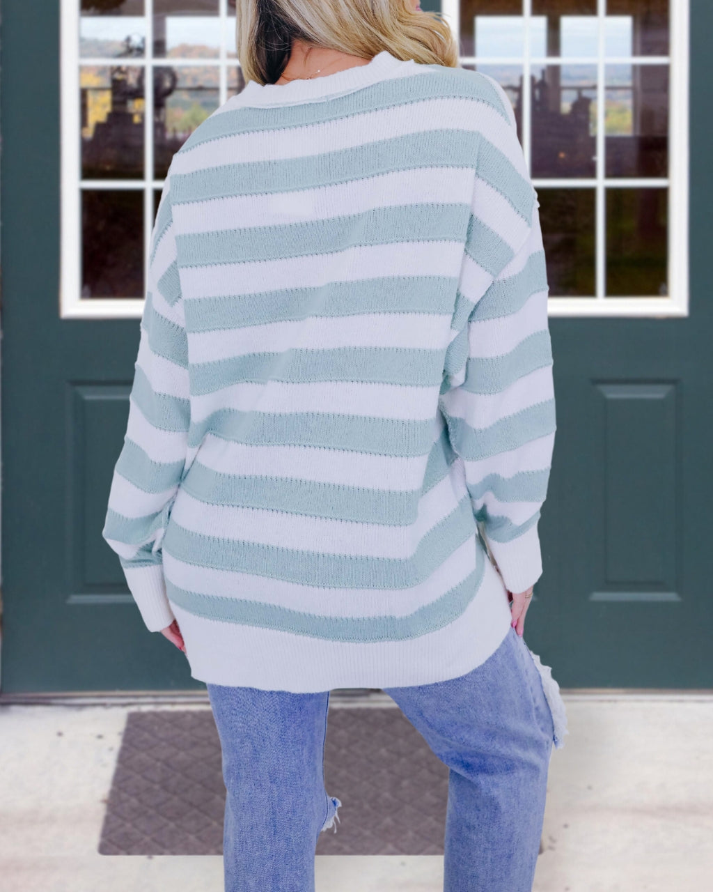 Cozy Textured Stripe Oversized Sweatshirt