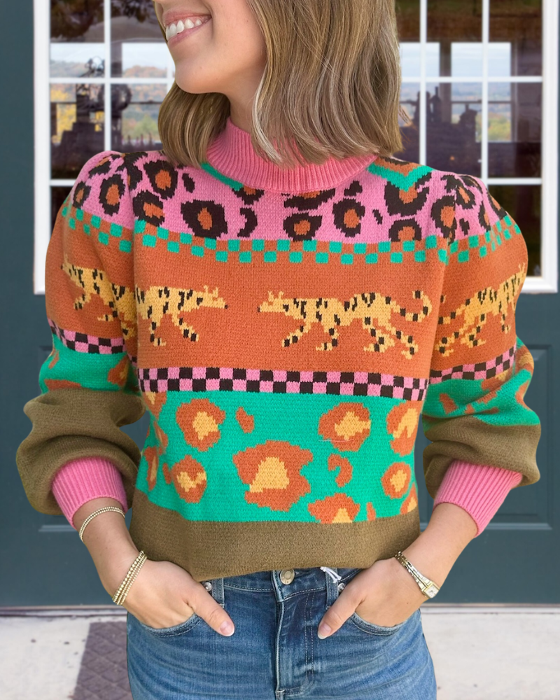 Vibrant Animal Print Sweater