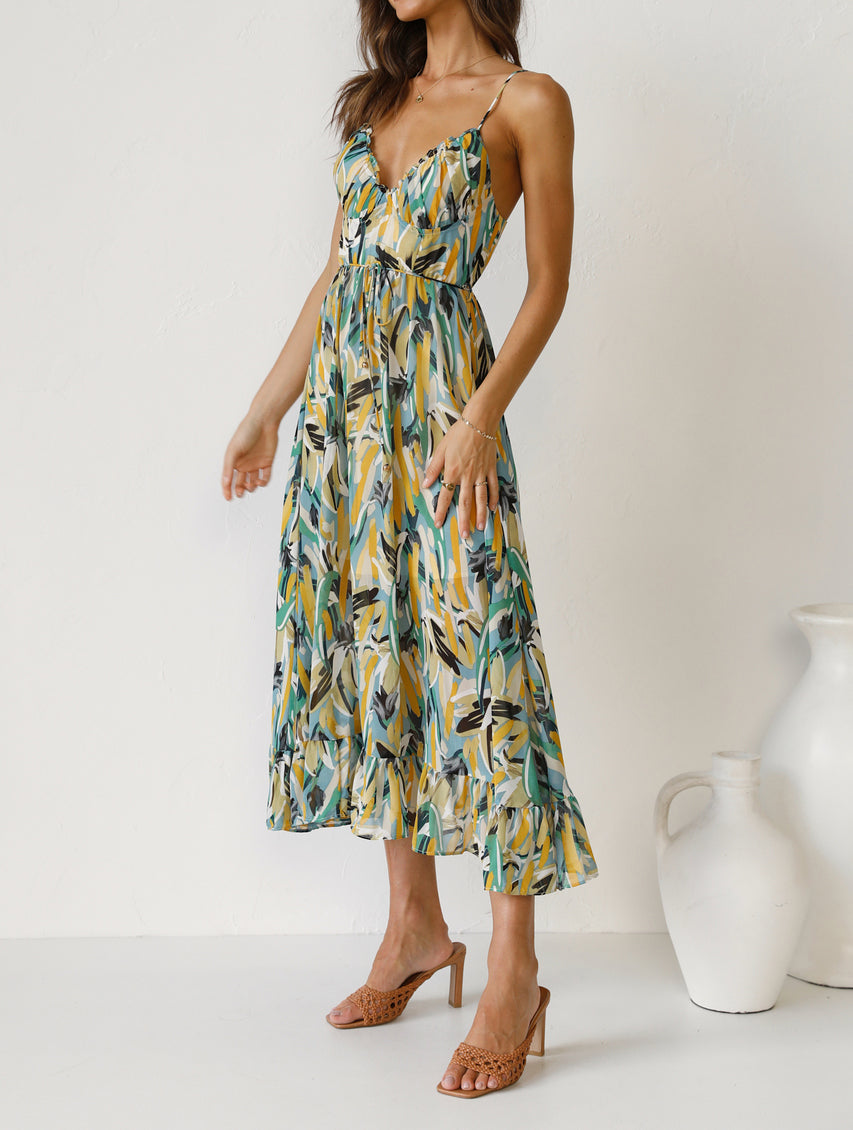 Spring Swallow Sling Floral Dress