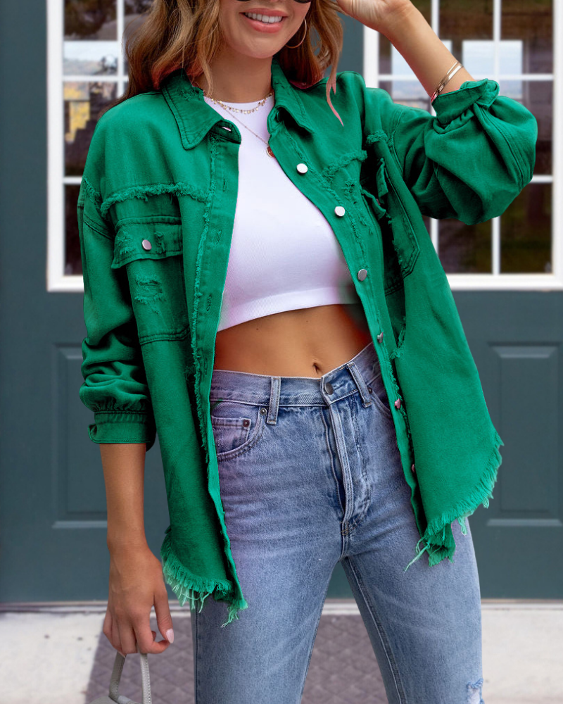 Trendy Ripped Raw Edge Jacket