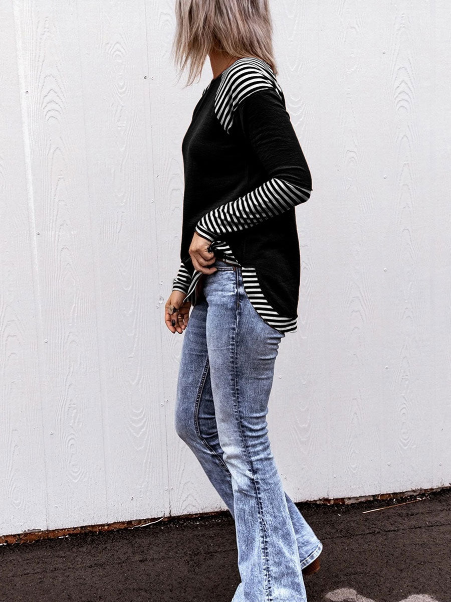 Striped long-sleeved sweater