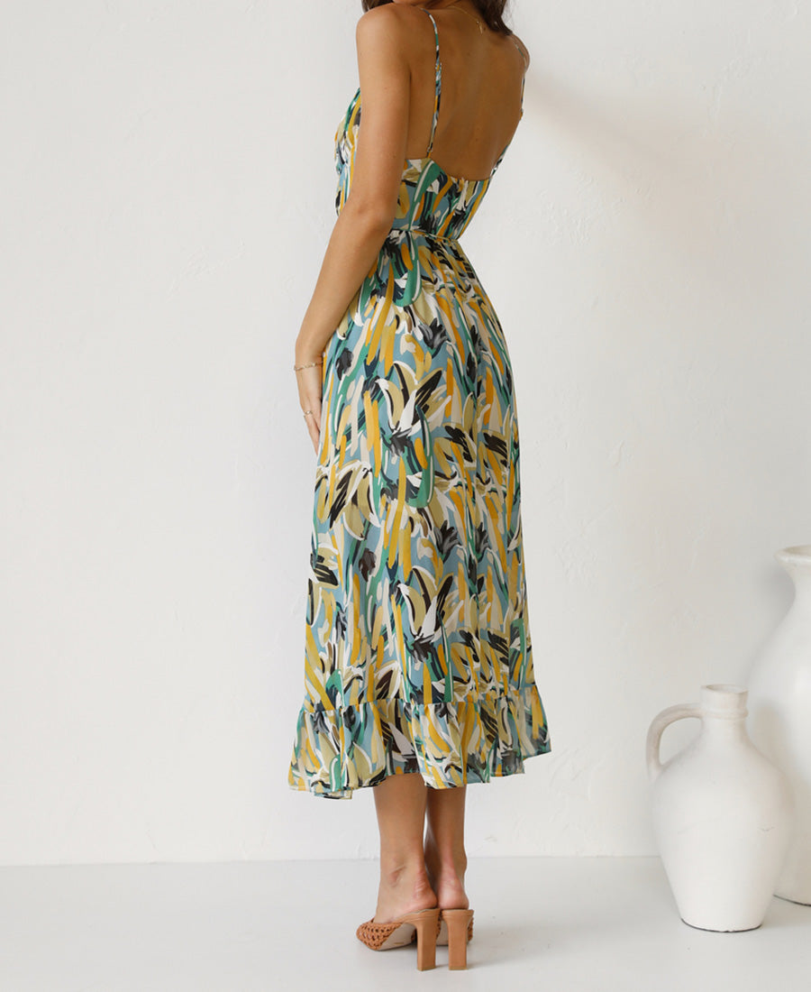 Spring Swallow Sling Floral Dress