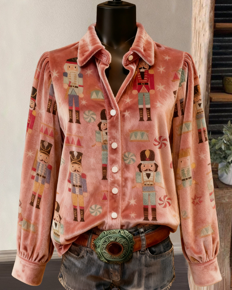 Nutcracker Soldier Velvet Blouse