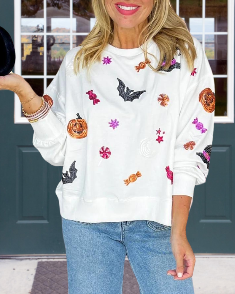 Candy Halloween Sequins Sweatshirt