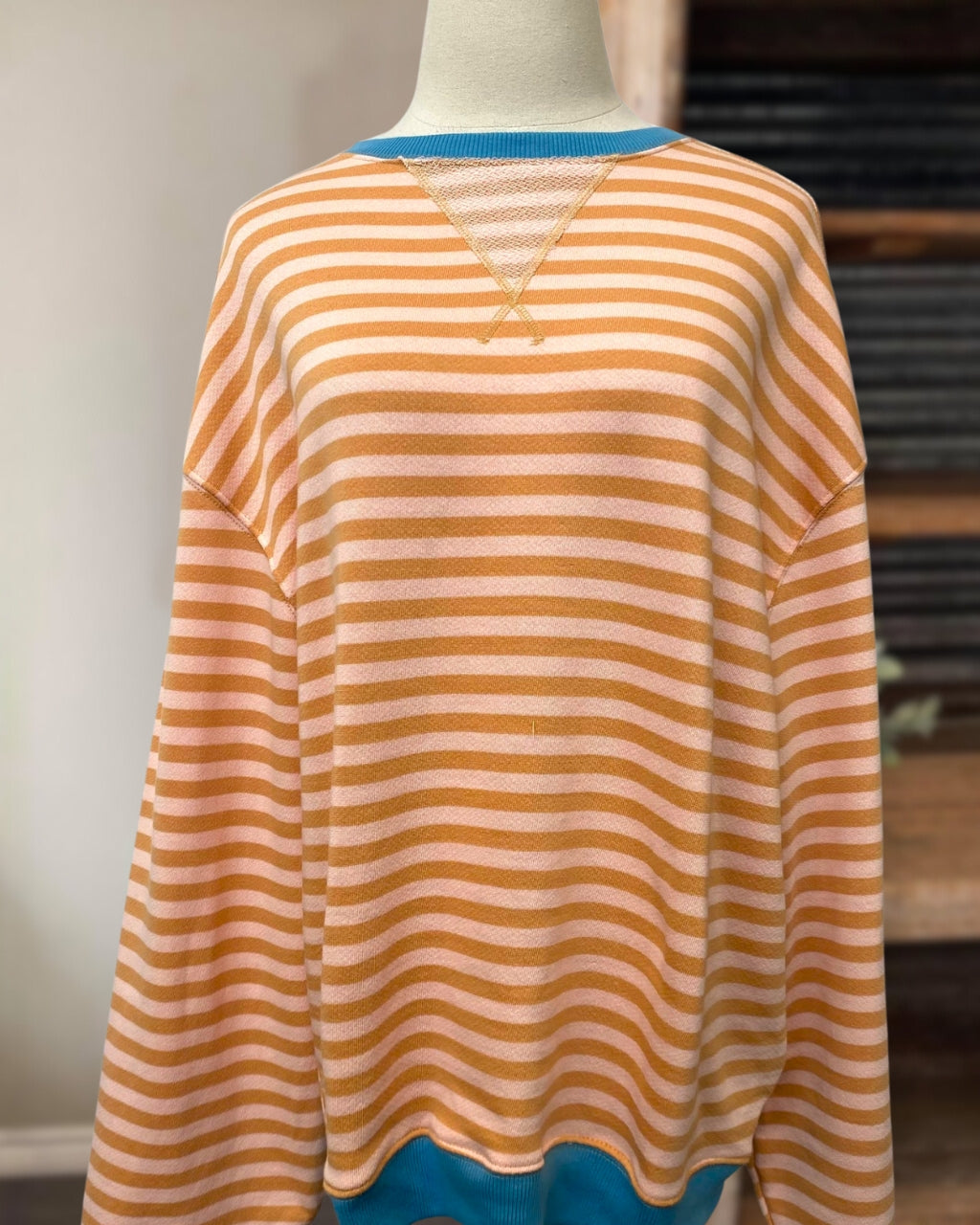 Contrast Color Striped Sweatshirt