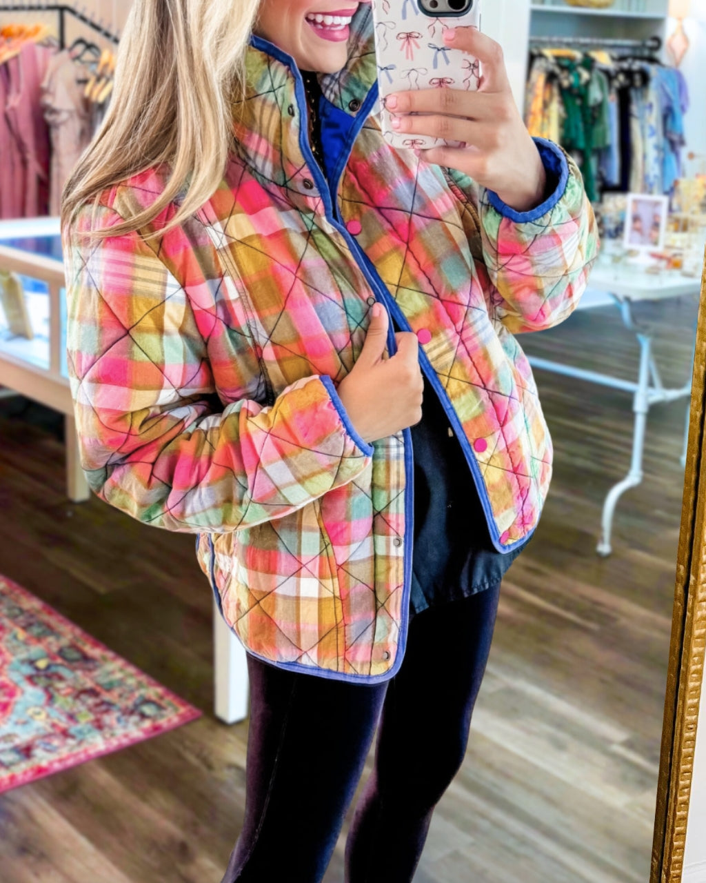 Colorful Plaid Quilted Jacket