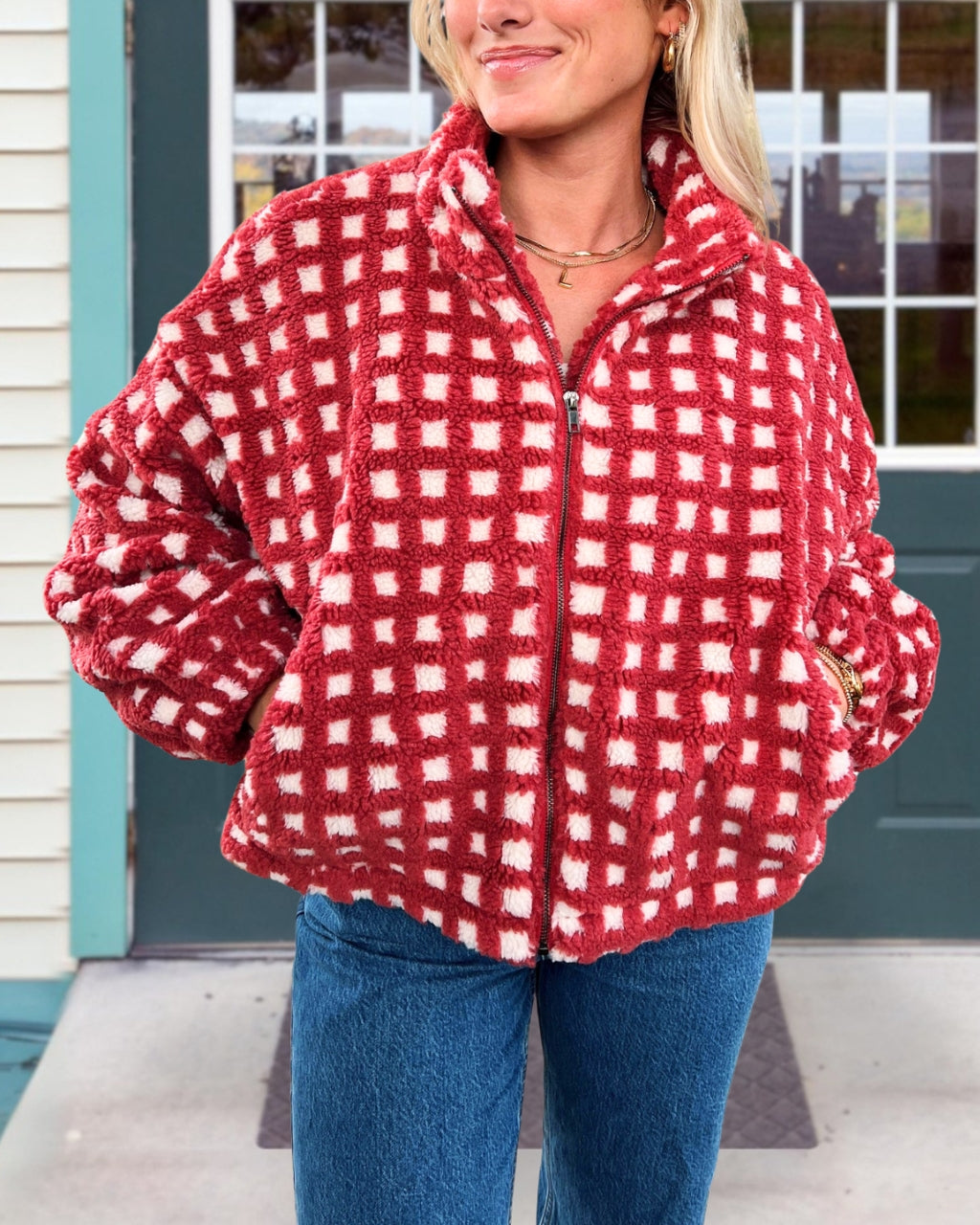 Chic Vintage Check Fleece Jacket