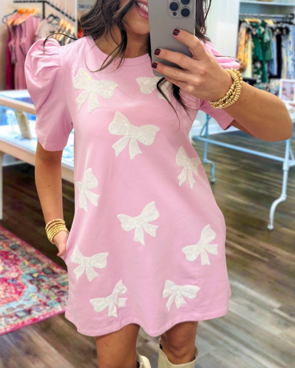 Sparkling Bow Mini Dress