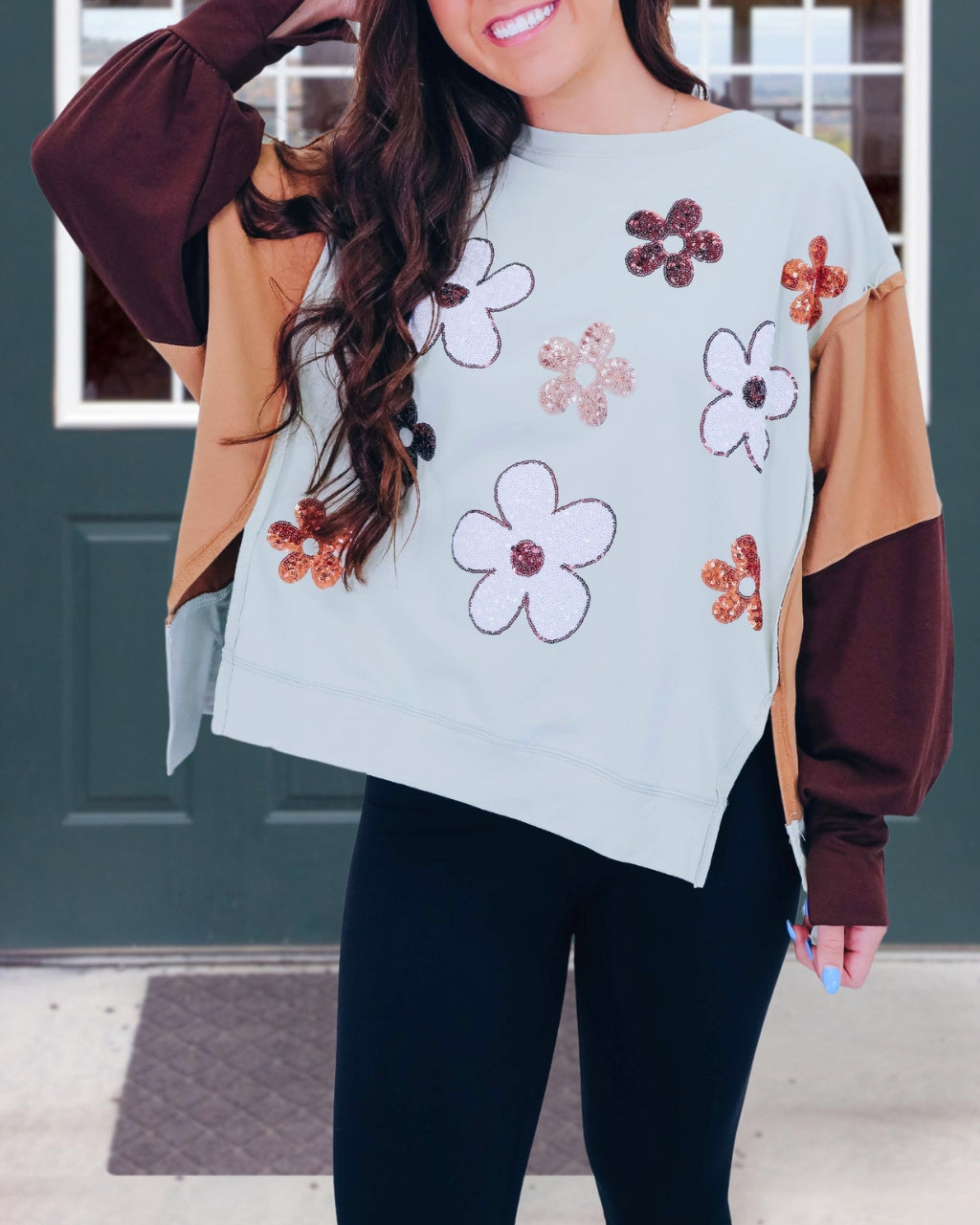 Multi Floral Sequin Sweatshirt