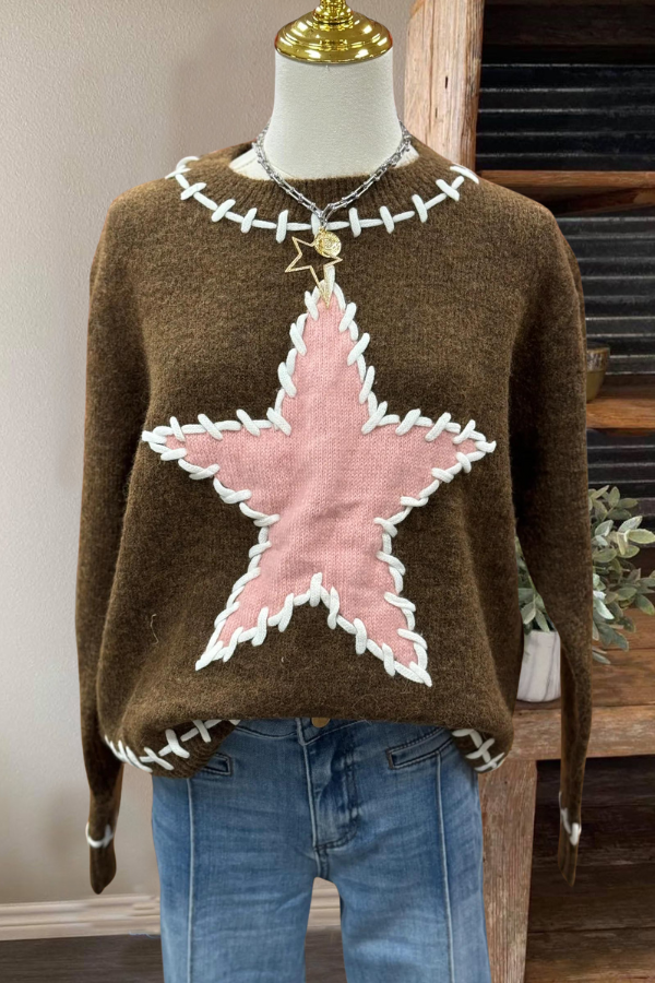 Star Stitch Decorated Sweater