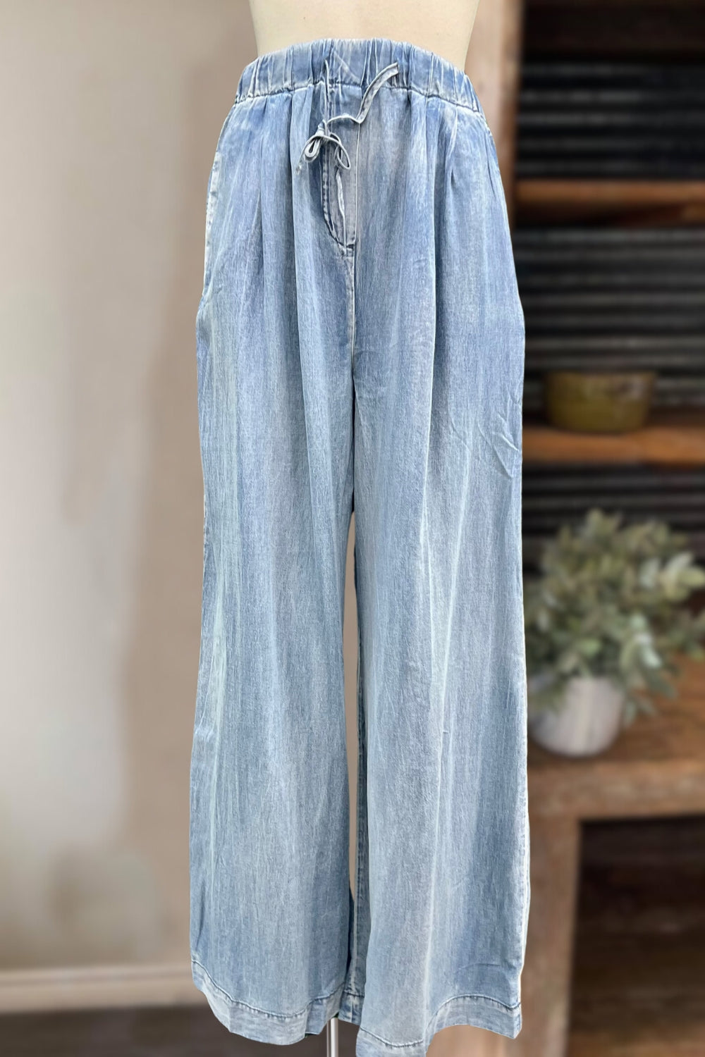 Tencel Wide Leg Denim Pants