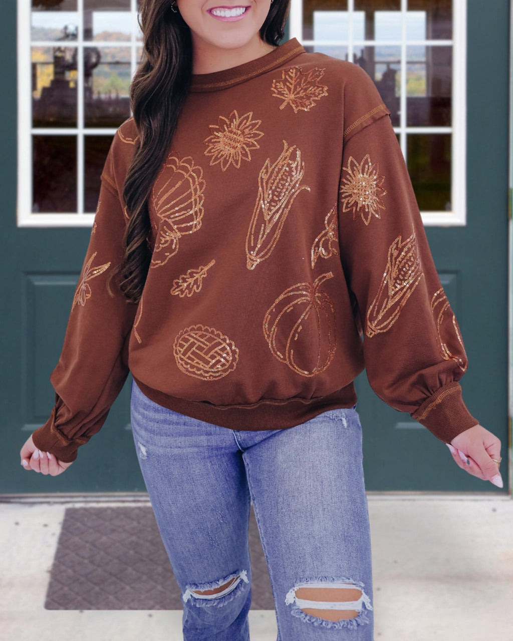 Harvest Season Print Sweatshirt