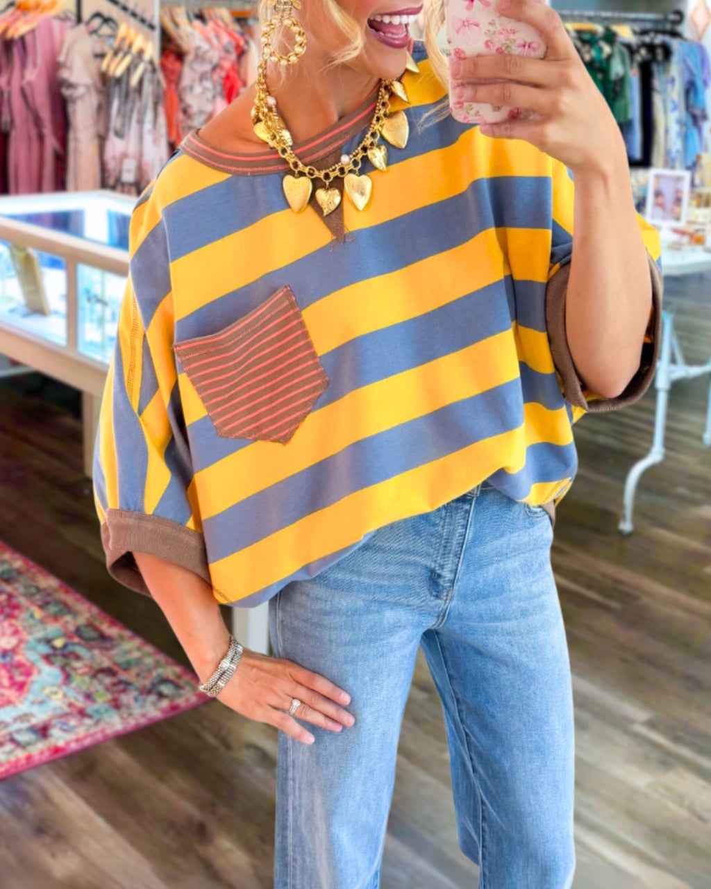 Stripe Pocket Relaxed Tee
