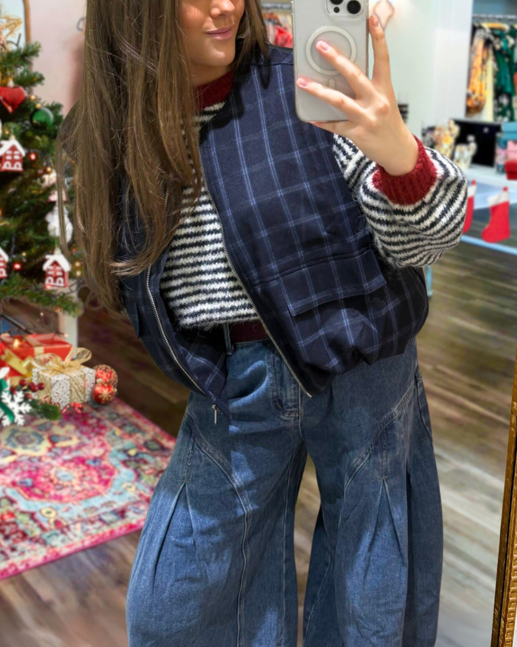 Simple Plaid Vest Jacket