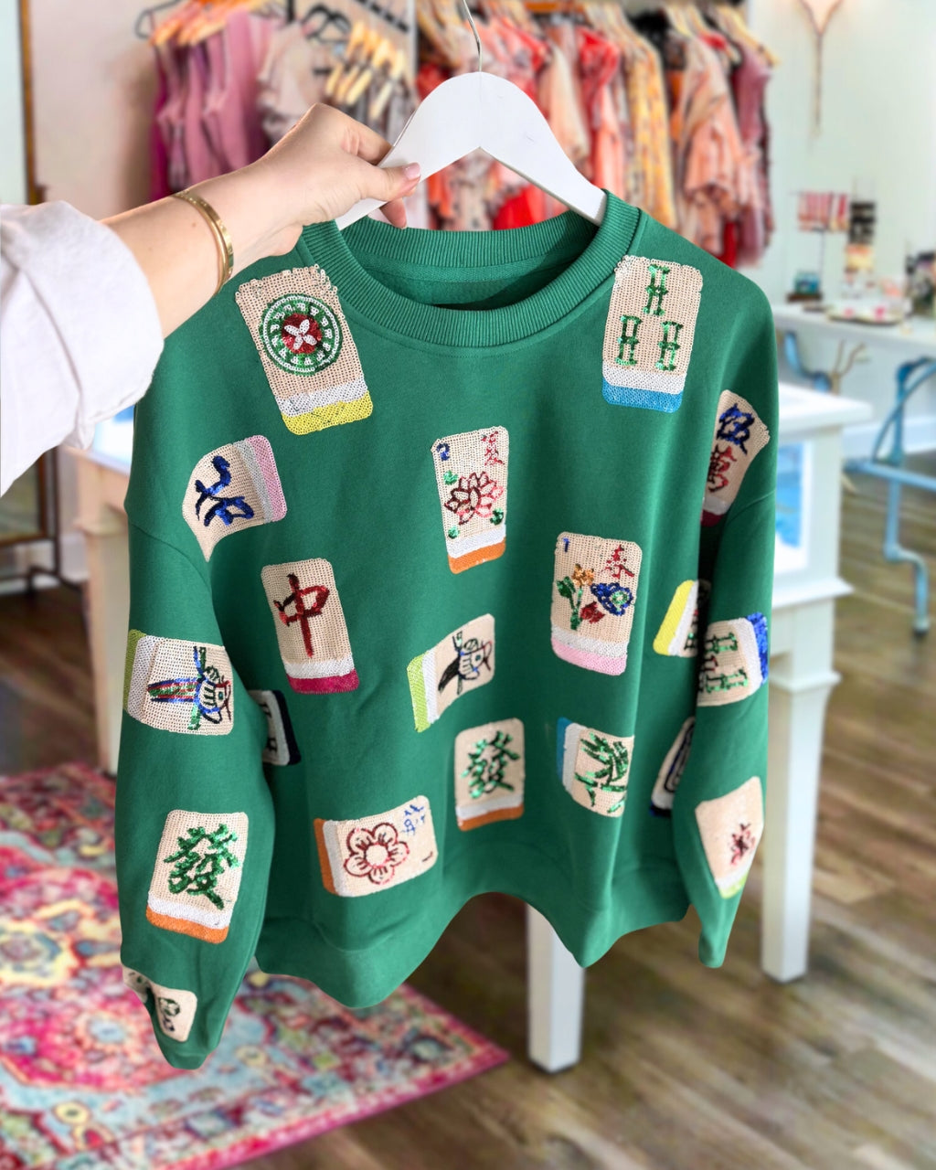 Relaxed Sequin Mahjong Sweatshirt