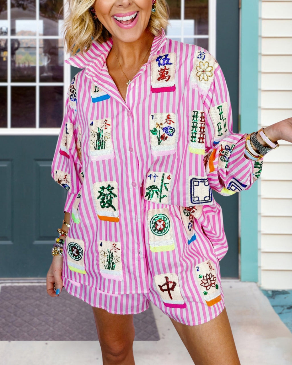 Striped Mahjong Sequin Set